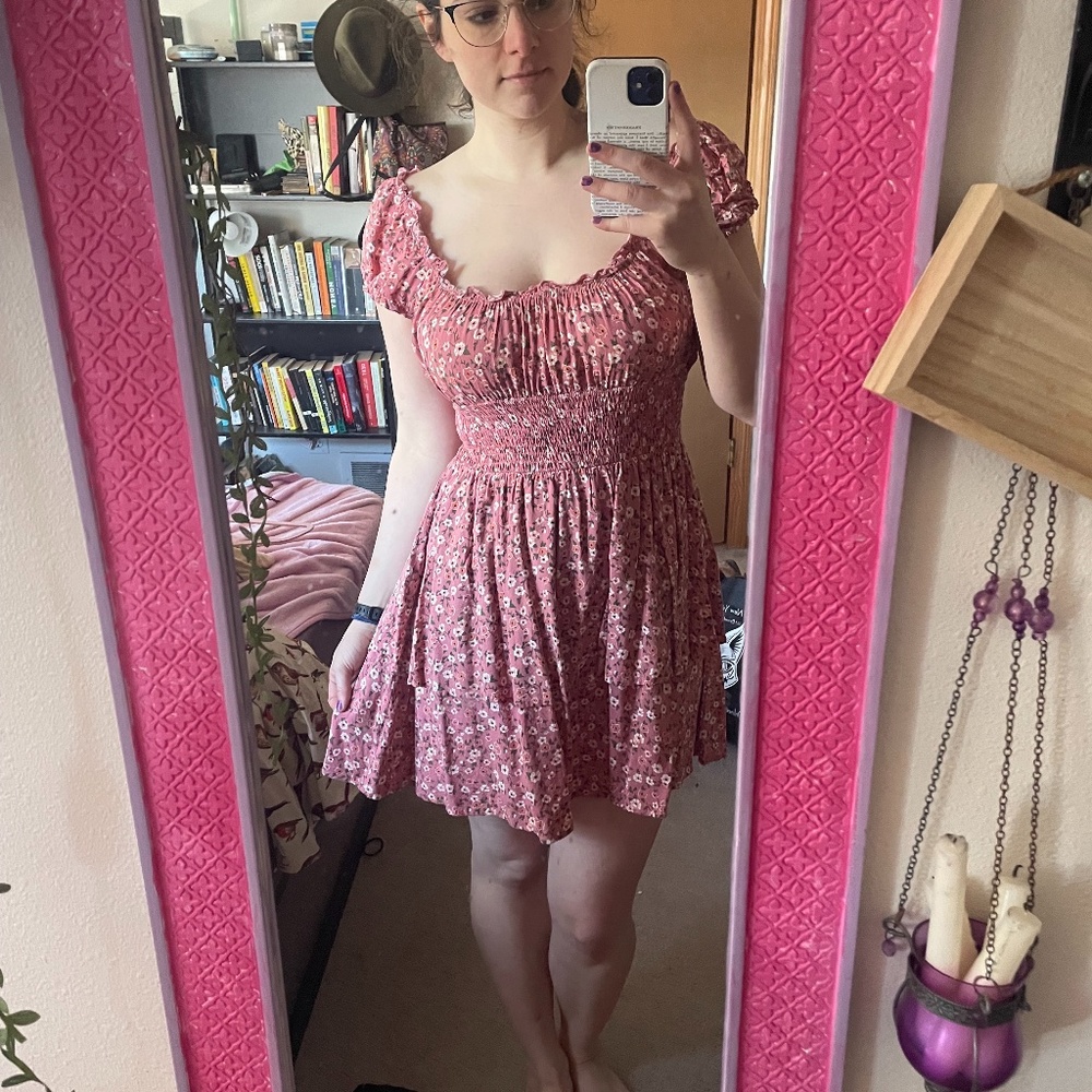 Floral Mini Summer Dress with Tiered Skirt